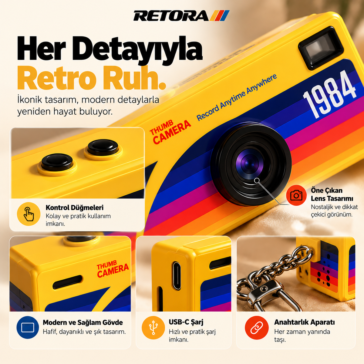RETORA 1984 Mini Anahtarlık Kamera