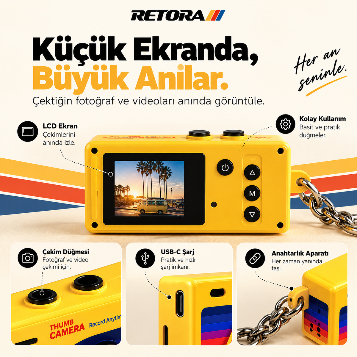 RETORA 1984 Mini Anahtarlık Kamera