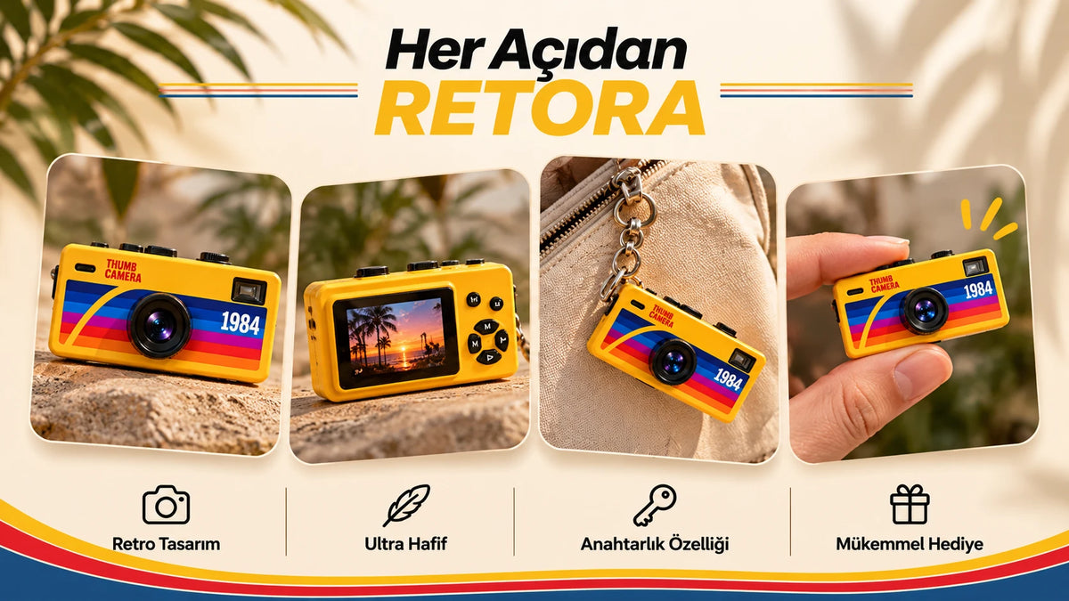 Her Açıdan RETORA: retro tasarım, ultra hafif, anahtarlık özelliği, mükemmel hediye.